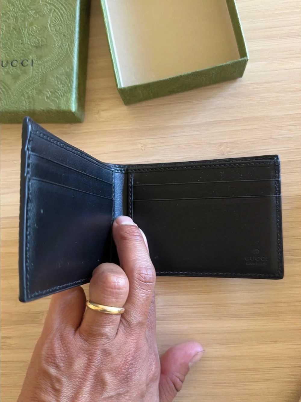 Gucci Black Embossed GG Leather Card & Key Sleeve